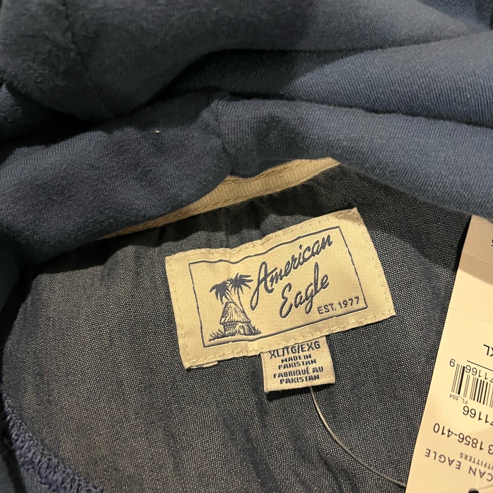 NWT American Eagle Blue Bonfire Fleece Baja Hoodie - Picture 13 of 16